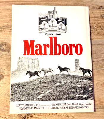 MARLBORO FLAVOUR 1980er - RAHMEN SAMMLERSTÜCK KLASSISCHE TABAK ZIGARETTENWERBUNG