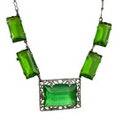 Vintage 20s 30s Czech Green  Glass Deco Panel Necklace Vintage Flapper — photo 2