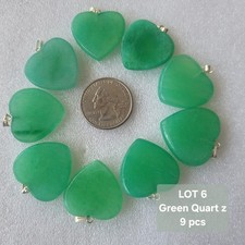 Wholesale Lot Of 16 Semi-prescious  Gemstone Green Quartz Pendents. Hearts