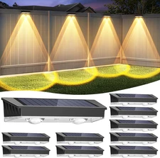 Solar Fence Lights Outdoor, 10 Pack Warm/Neutual/Cool White Fence Lights Solar P