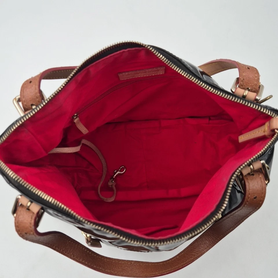 VTG Dooney Bourke Nina Large Shiny Patent Leather Satchel Handbag Bag Purse Tote - Image 3 of 4