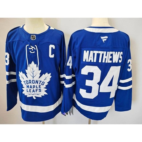 NHL 2025-2026 Toronto Maple Leafs Auston Matthews 34 Sewn Jersey Large Blue NWT