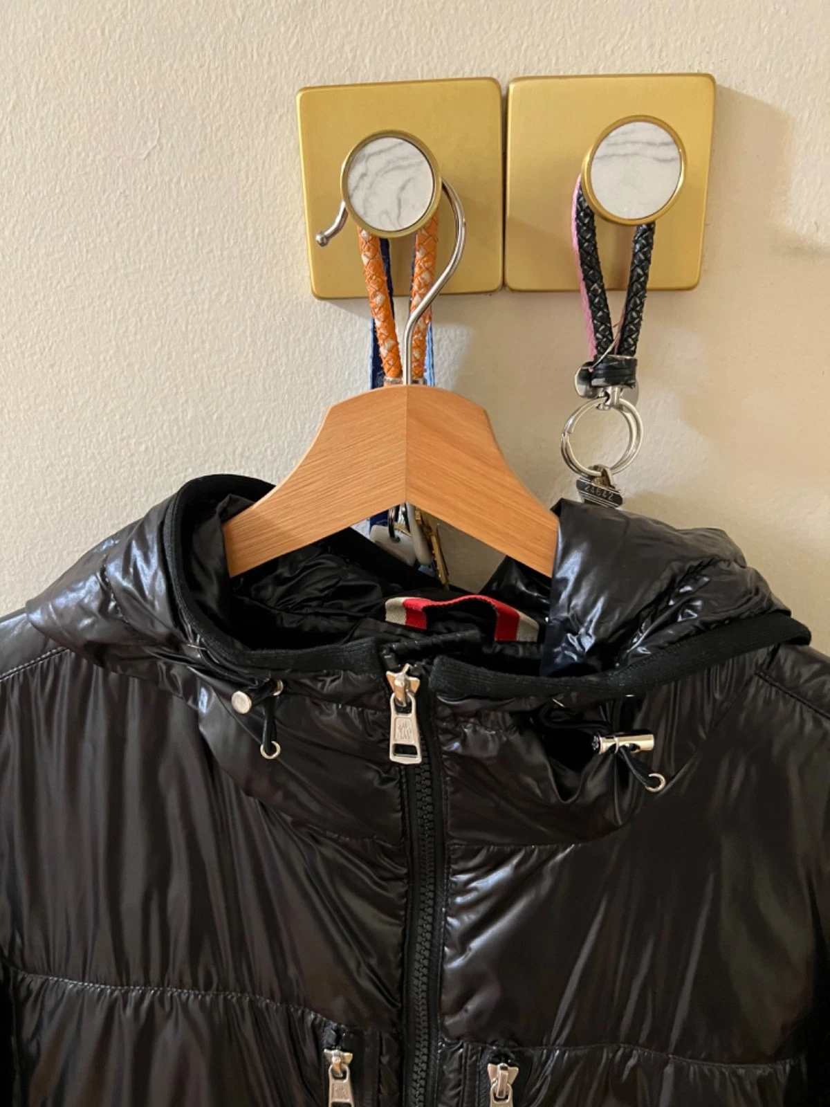 Moncler Lafond Black Nylon Down Jacket Men's Size 2 Hooded Glossy Puffer Jacket - product detail image 4