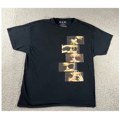 H.E.R. Graphic T-Shirt 2X Black Having Everything Revealed Bleach Distressed