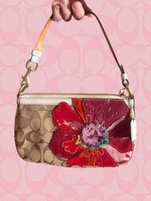 Coach Signature Beige Red Floral Demi