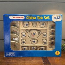 Kid Connection China Tea Set 21 PcsMiniature Porcelain Flowers - New in Box