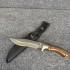 Buckshot Fixed Blade Knife Bowie Hunting 440 Steel Wood Handle with Sheath