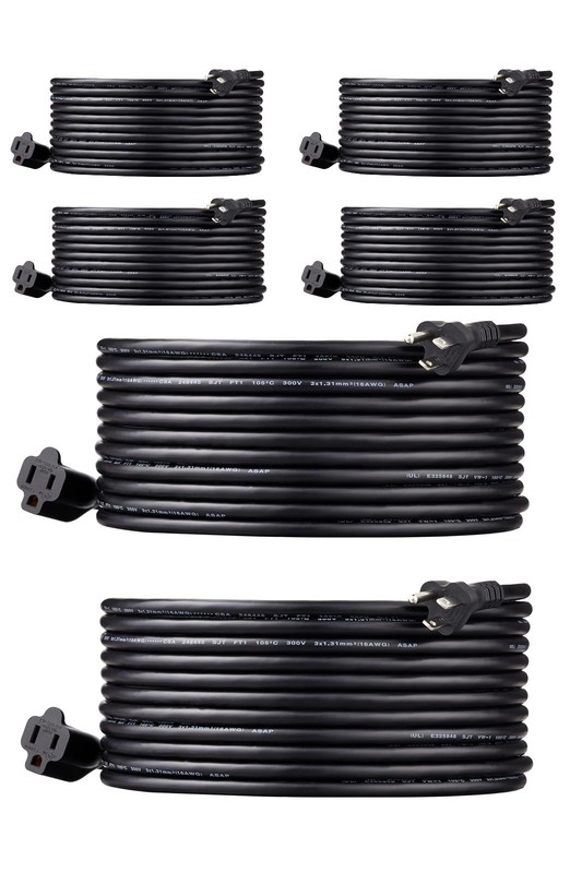 6 Turbo-Series Black 25 FT Indoor / Outdoor  16/3 Extension Cord  Weatherproof