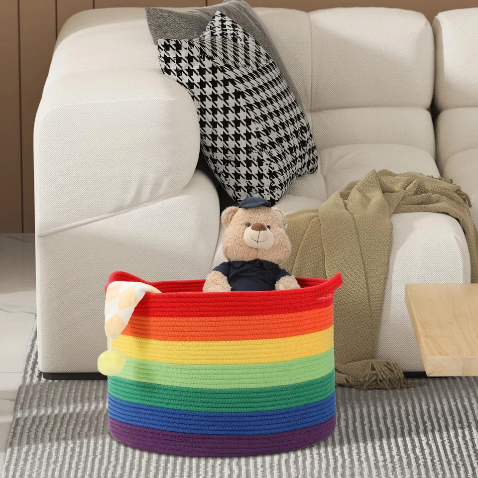 Cesta manta grande (20"x13"), cesta tejida para almacenamiento cesta de ropa sucia... Foto 4 de 4