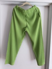 Authentic Issey Miyake Homme Plisse Green Straight Pleated Trousers Size 3 465