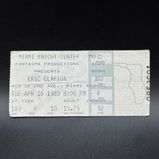 1985 ERIC CLAPTON CONCERT TICKET, MIAMI KNIGHT CENTER