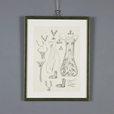Dessin Contemporain de Remo Brindisi Esquisse Italie 1974 Original - Photo 1/4