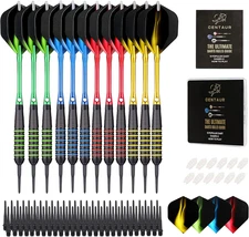 12 Pack Soft Tip Darts, Professional 18 Gram Plastic Tip Dart Sets with 4 Colors