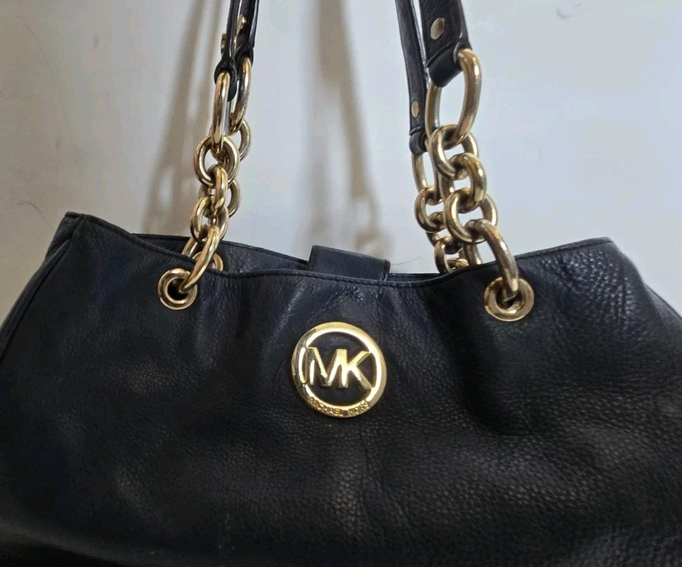 Michael Kors 女式包 托特包 单肩包 富尔顿 蓝色 卵石纹皮革 — 第 2/4 张图片