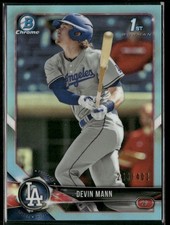 2018 Bowman Draft #BDC-15 Devin Mann Chrome Sky Blue Refractor #/402