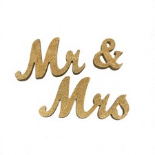 Mr Mrs Glitter Script Wedding Decor Sign Gold Shimmer Party Table reception