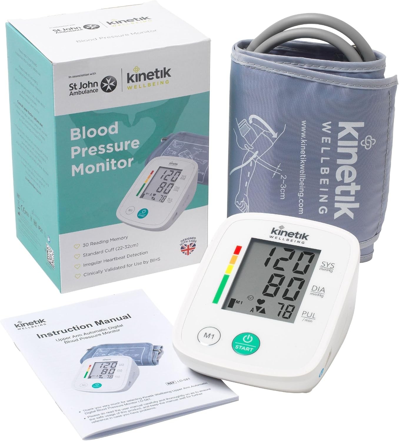 Kinetik Wellbeing Blood Pressure Monitor - Fully Automatic Upper Arm BP Monitor