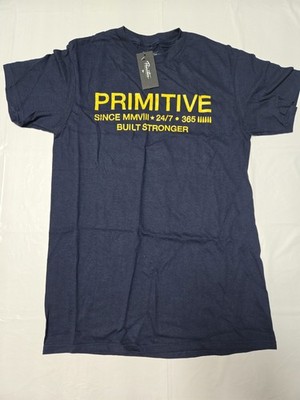 Primitive Apparel Men's navy Blue With Yellow Logo Tee Shirt Size S