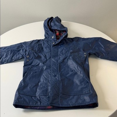 Children's Waterproof Navy Hooded Raincoat with Snap Front