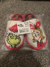 Dr Suess Grinch  Cindy Lou Who Slippers Kids Size 11/12 Christmas Slides 3D Hat