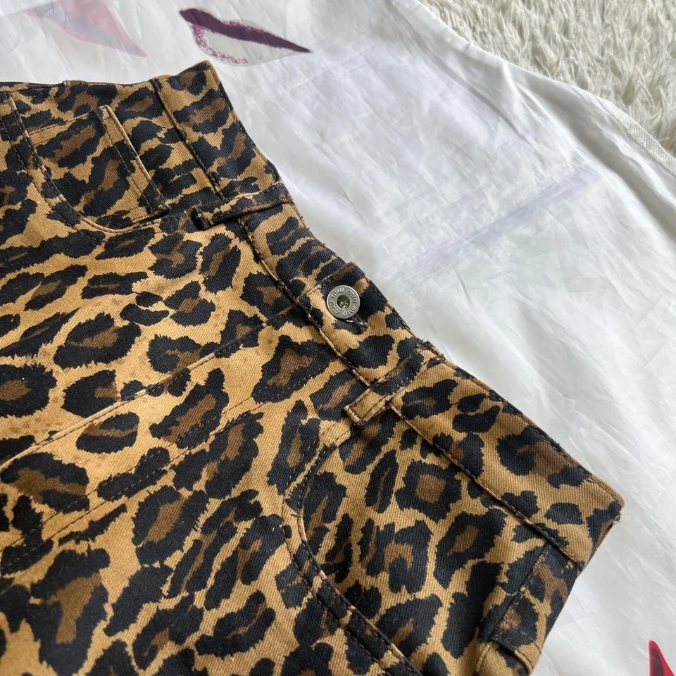 MIU MIU Skirt Leopard Print Denim Size S Knee Length Brown - Image 2 of 4