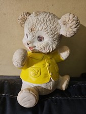 1962 Edward Mobley Rubber Teddy Bear  Plush Ears Arrow Plastic Vtg