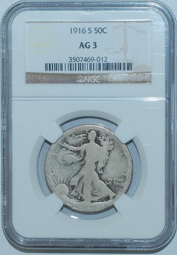 1916 S NGC AG3 Walking Liberty Half Dollar