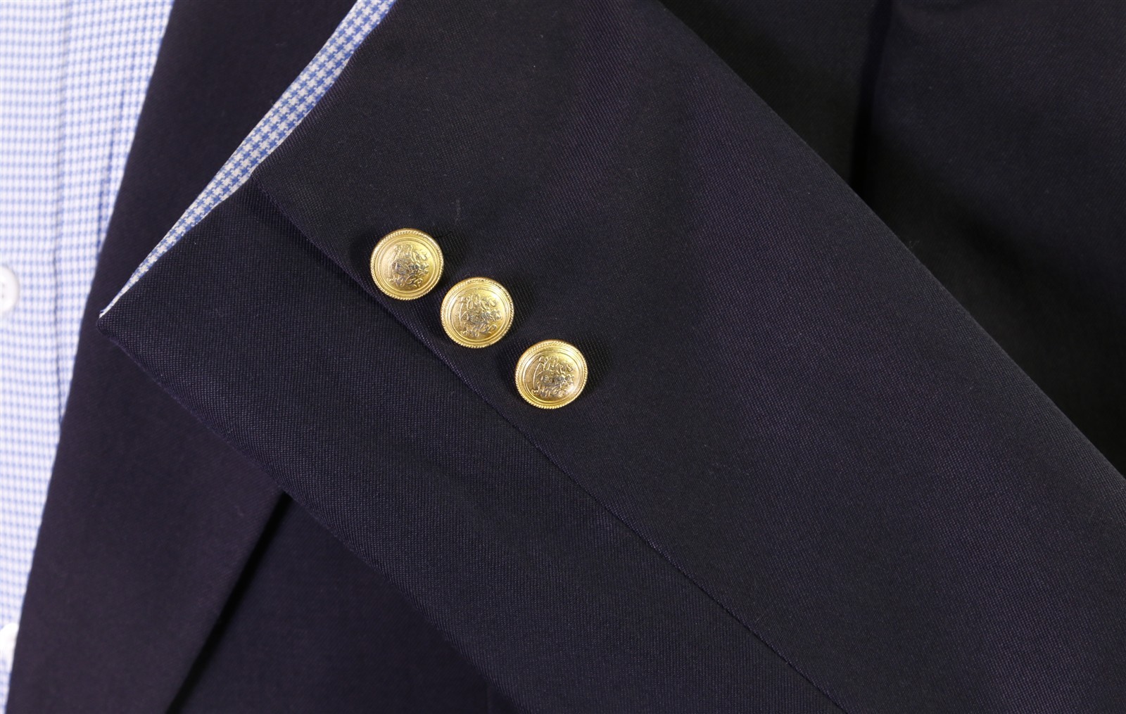 Aquascutum Solid Navy Blue Gold Metal Button 2-Btn Blazer Jacket 40S image 9