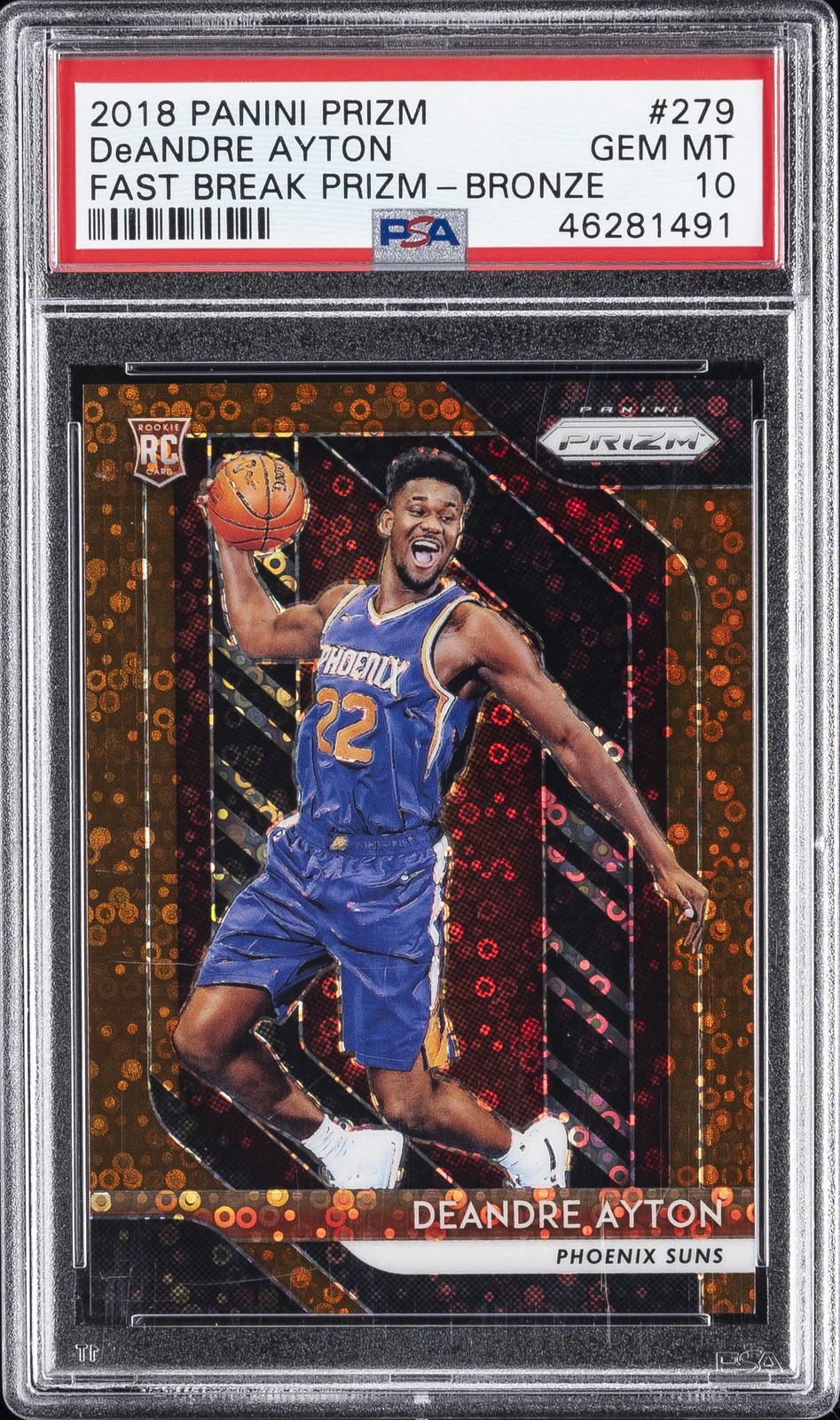 2018 PANINI PRIZM FAST BREAK PRIZM-BRONZE #279 DEANDRE AYTON #/20 PSA 10