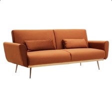 Image of Hatton Burnt Orange Velvet Sofa Bed – Statement Style & Everyday Comfort
