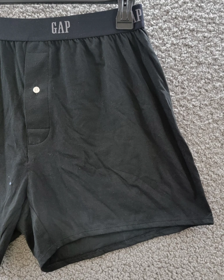 Boxers ajustados tejidos GAP para hombre M negros con un botón cintura elástica tirar ~ Foto 4 de 4