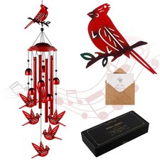 Cardinal Wind Chimes for Outside, Cardinal Gifts for Women Soothing Tones Memori