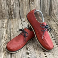 OluKai Mens Honolulu Boat Shoes Walking Sneakers Lace up Red Casual Size 9
