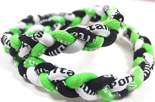 Lime Green White Black 3 Rope Twist Titanium Sport Necklace Tornado Baseball