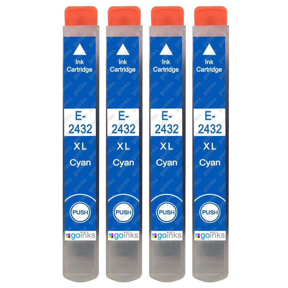 4 Ciano Cartucce d'inchiostro per Epson T2432 (24XL) non-OEM / Compatible