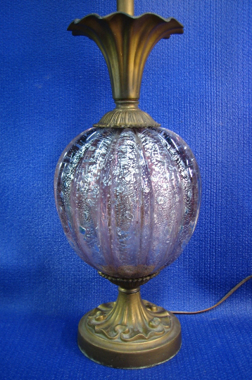 置物 Murano Italy Antique Vintage Italian Barovier & Toso Murano Art Glass & Brass Lamp Mid