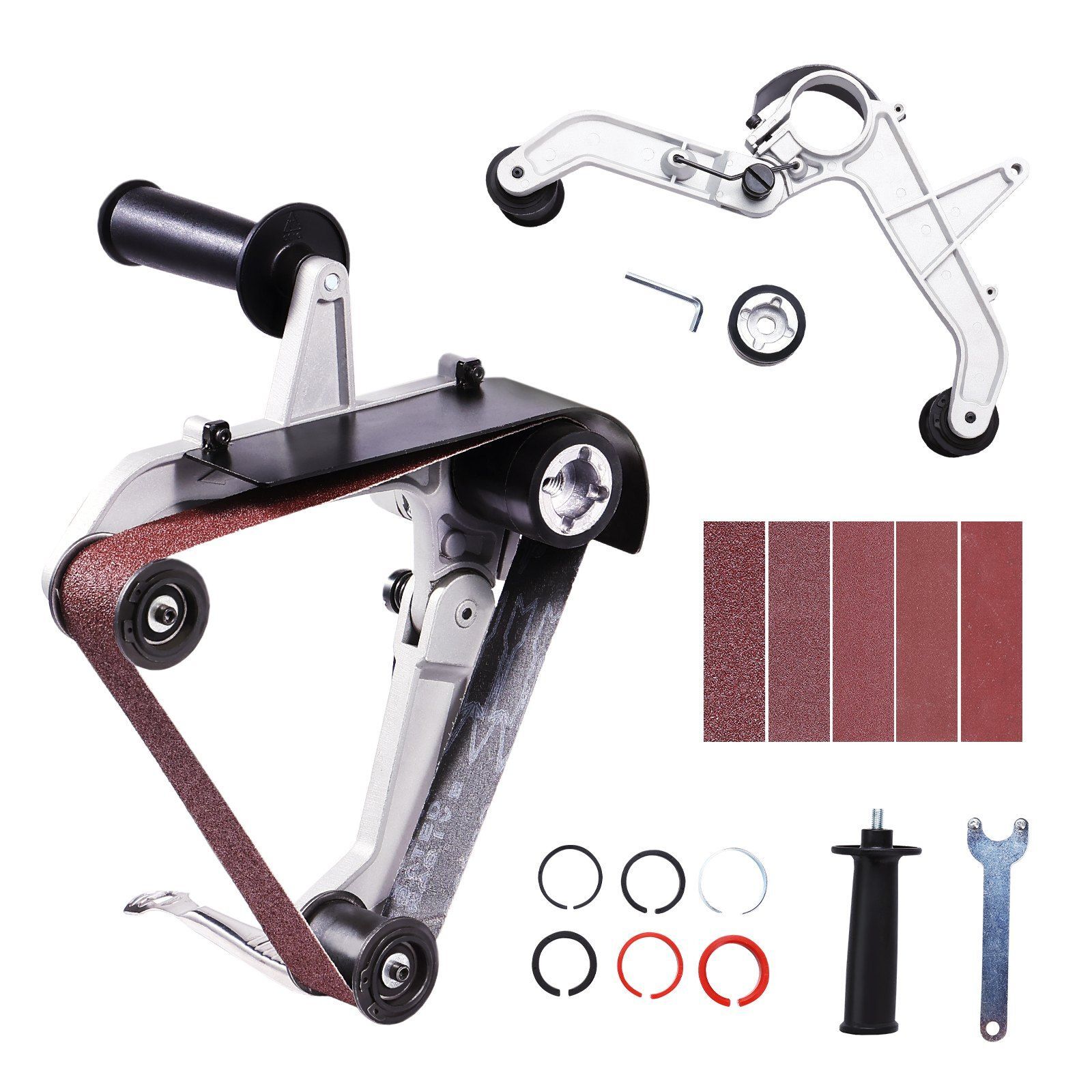 Angle Grinder Belt Sander Adapter with 10 Sanding Belts for Pipe Polishing