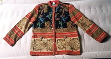 Vtg Sag Harbor Jacket Sz 14 Brocade Tapestry Woven Button Up Blazer Blue Red