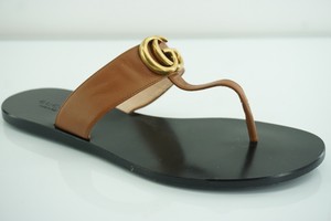 Gucci Marmont Brown Flip Flop Logo Flat Thong Sandals SZ 37 Gg Logo | eBay