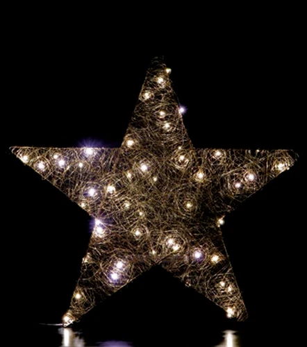 Luci Natale LED Stella di Natale ORO Decorazione 3D da interno Luce Calda 70cm, fotografia 4 di 7