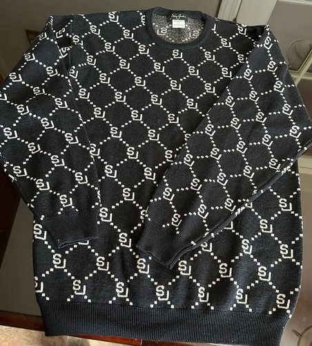 Sean John Mens Sweater Sz Large 100% Merino Wool Black used - Picture 2 of 12