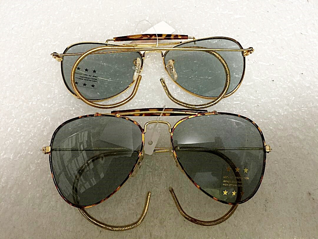 AVIATOR SUNGLASSES WITH LIGHT TINT LENS GOLD FRAME DEMI RIM BROW BAR-image