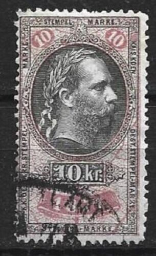 AUTRICHE - 1 timbre fiscal de 1877 oblitéré 10kr - Photo 1/2