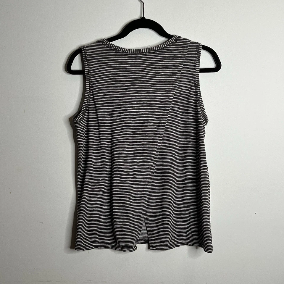 Camiseta deportiva Athleta modal a rayas espalda abierta talla pequeña marrón Foto 4 de 4