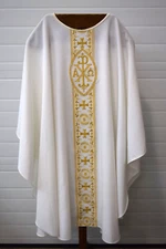 Older White and Gold Church Vestment, NO STOLE, Used (CU1688) Chalice Co.
