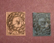 Germany-Saxony Stamp Scott# 10 & 11 King John I 1855-60 C56