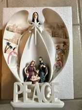 Lit Tabletop Centerpiece Statue - Angel Christmas Nativity Scene