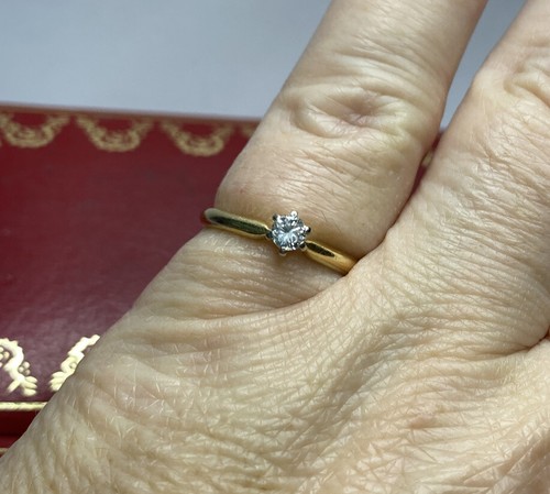 ๐ 14k Yellow Gold 1/5 Ct Natural Diamond SI Solitaire Wedding Engagement Ring 5 - Picture 2 of 14
