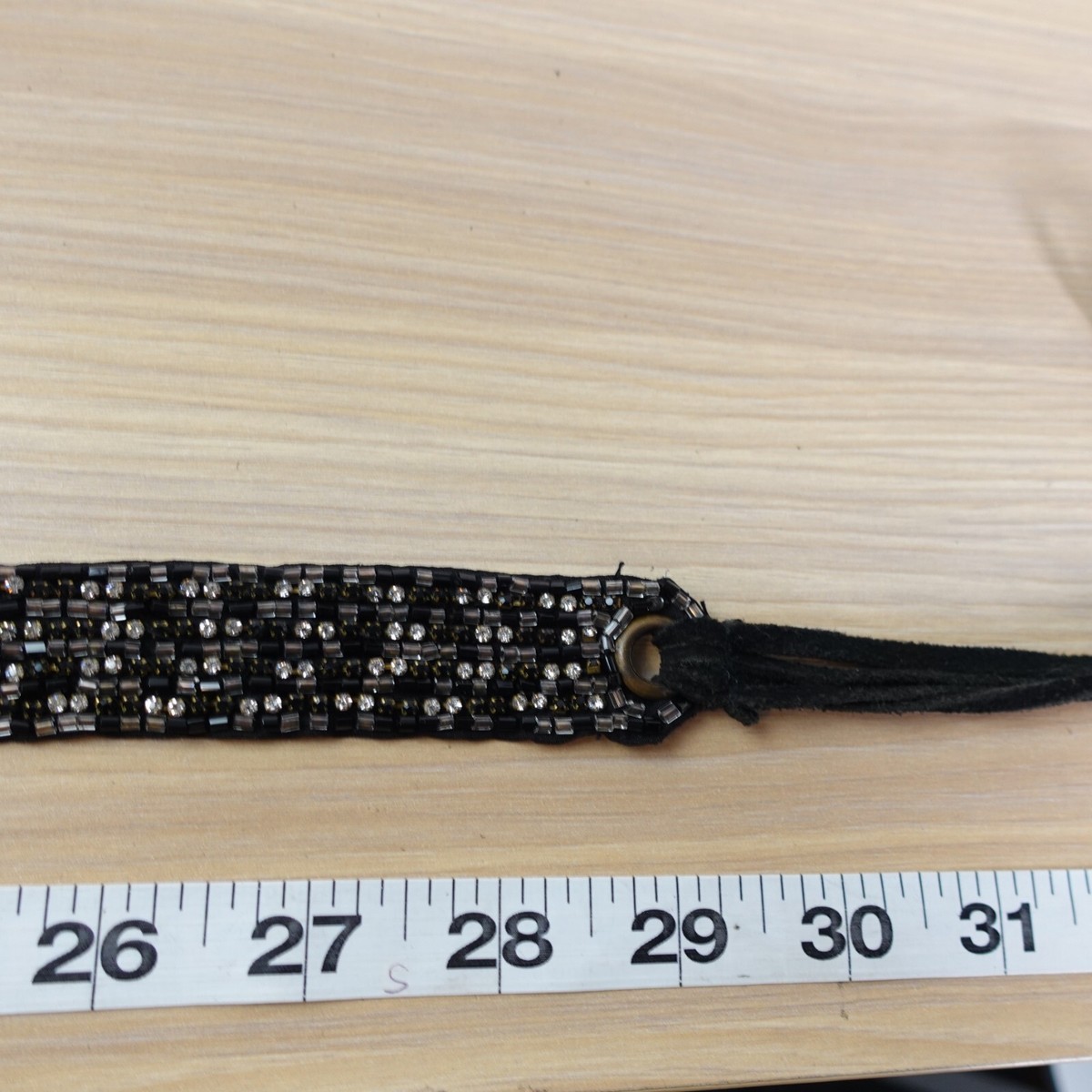 BCBGeneration Belt Womens Black Waist Embellished Rhinestone Beaded Suede Skinny BCBGeneration Belt Womens Black Small Embellished Rhinestone  main image 3
