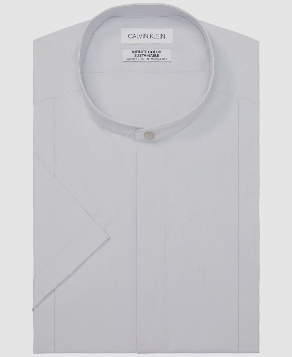 calvin klein short sleeve dress shirt Cotton Blend Short Sleeve Classic Button-Down Shirt